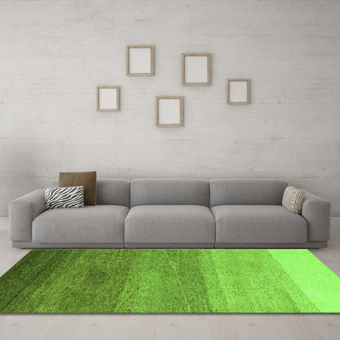 Machine Washable Abstract Green Modern Area Rugs in a Living Room,, wshabs4299grn