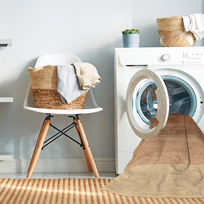 Machine Washable Abstract Yellow Orange Rug in a Washing Machine, wshabs4299