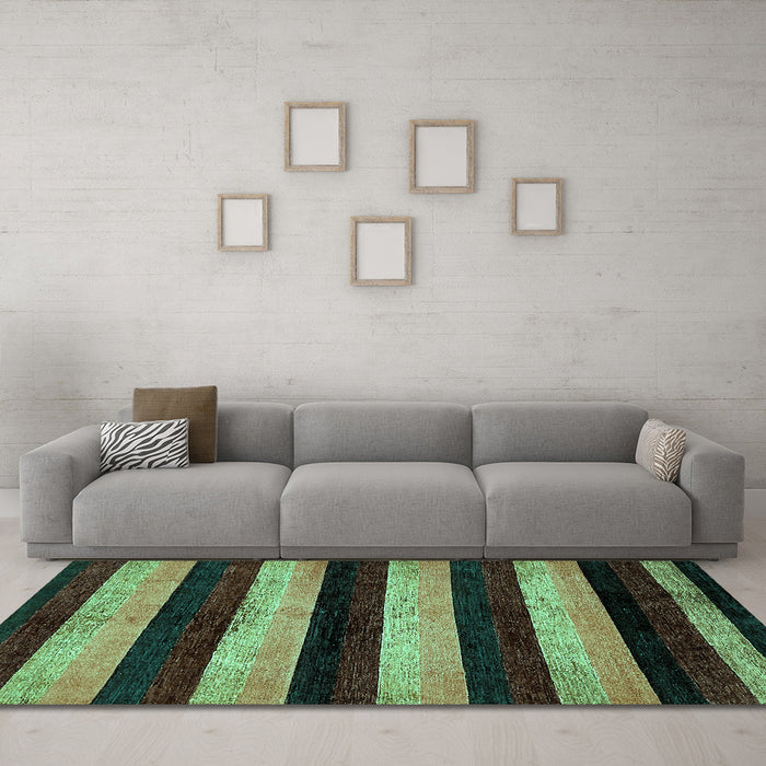 Machine Washable Abstract Turquoise Modern Area Rugs in a Living Room,, wshabs429turq
