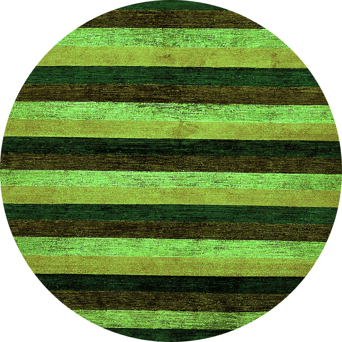 Round Machine Washable Abstract Green Modern Area Rugs, wshabs429grn