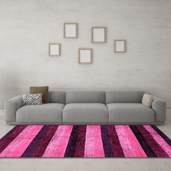 Machine Washable Abstract Pink Modern Rug in a Living Room, wshabs429pnk