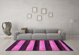 Machine Washable Abstract Purple Modern Area Rugs in a Living Room, wshabs429pur