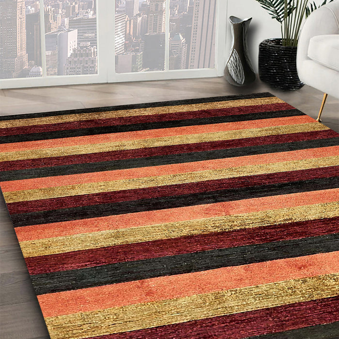 Abstract Red Modern Rug in Family Room, abs429