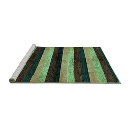 Sideview of Machine Washable Abstract Turquoise Modern Area Rugs, wshabs429turq
