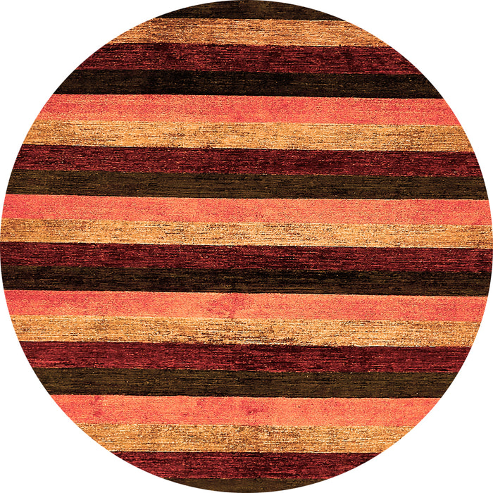 Round Machine Washable Abstract Orange Modern Area Rugs, wshabs429org