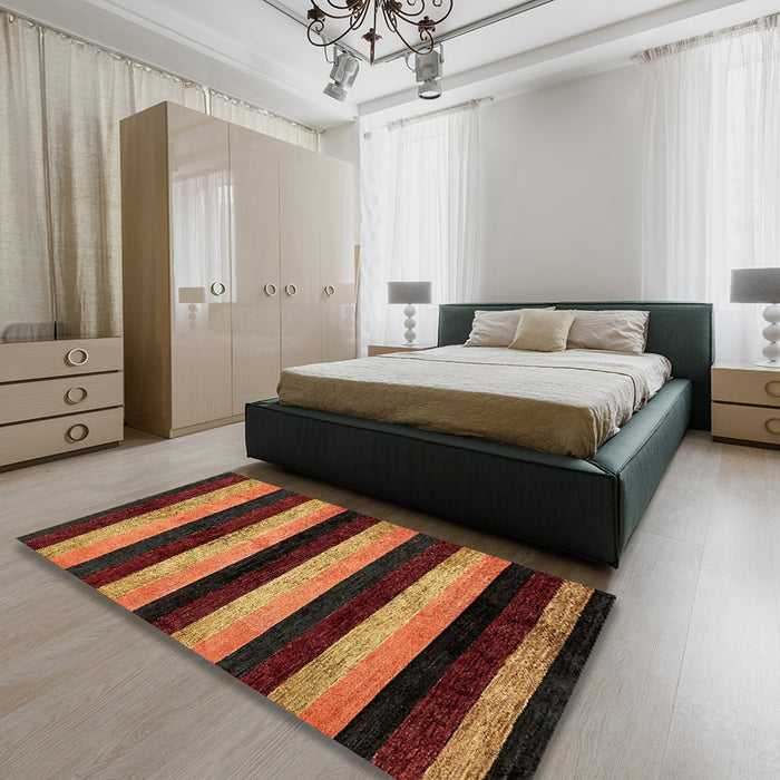 Abstract Red Modern Rug in a Bedroom, abs429