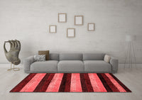 Machine Washable Abstract Red Modern Rug, wshabs429red