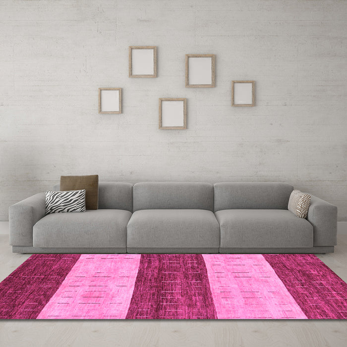 Machine Washable Abstract Pink Modern Rug in a Living Room, wshabs42pnk