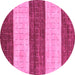 Round Machine Washable Abstract Pink Modern Rug, wshabs42pnk