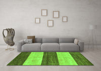 Machine Washable Abstract Green Modern Rug, wshabs42grn