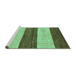 Sideview of Machine Washable Abstract Turquoise Modern Area Rugs, wshabs42turq