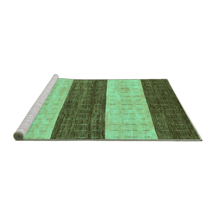 Sideview of Machine Washable Abstract Turquoise Modern Area Rugs, wshabs42turq