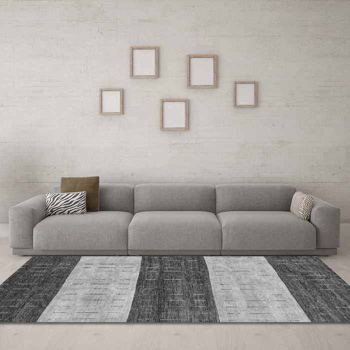 Machine Washable Abstract Gray Modern Rug in a Living Room,, wshabs42gry