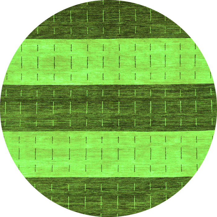 Round Machine Washable Abstract Green Modern Area Rugs, wshabs42grn