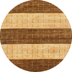 Round Machine Washable Abstract Orange Rug, wshabs42