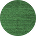 Round Machine Washable Abstract Emerald Green Modern Area Rugs, wshabs4300emgrn