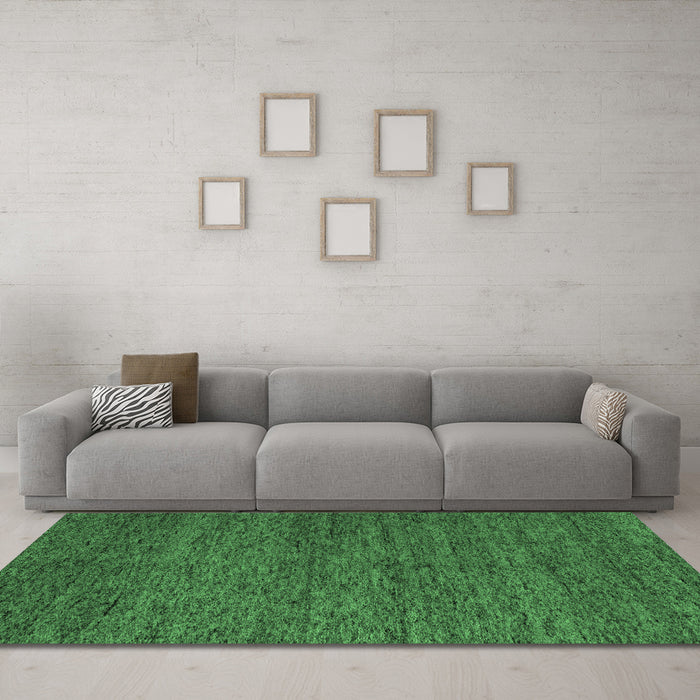Machine Washable Abstract Emerald Green Modern Area Rugs in a Living Room,, wshabs4300emgrn