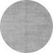 Round Machine Washable Solid Gray Modern Rug, wshabs4301gry