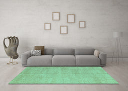 Machine Washable Solid Turquoise Modern Area Rugs in a Living Room,, wshabs4301turq
