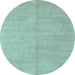 Round Machine Washable Solid Light Blue Modern Rug, wshabs4301lblu