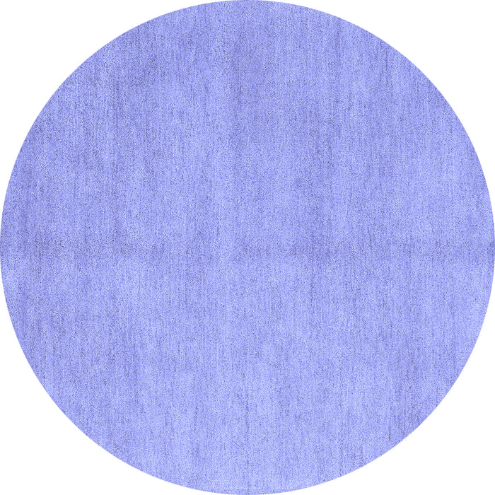 Round Machine Washable Solid Blue Modern Rug, wshabs4301blu
