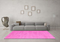 Machine Washable Solid Pink Modern Rug, wshabs4301pnk