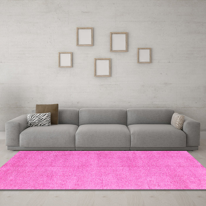 Machine Washable Solid Pink Modern Rug in a Living Room, wshabs4301pnk