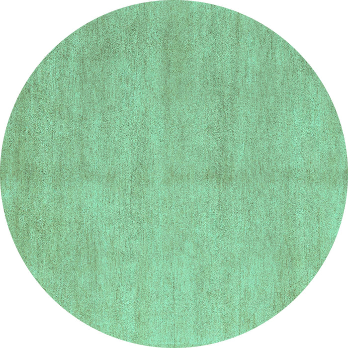 Round Machine Washable Solid Turquoise Modern Area Rugs, wshabs4301turq