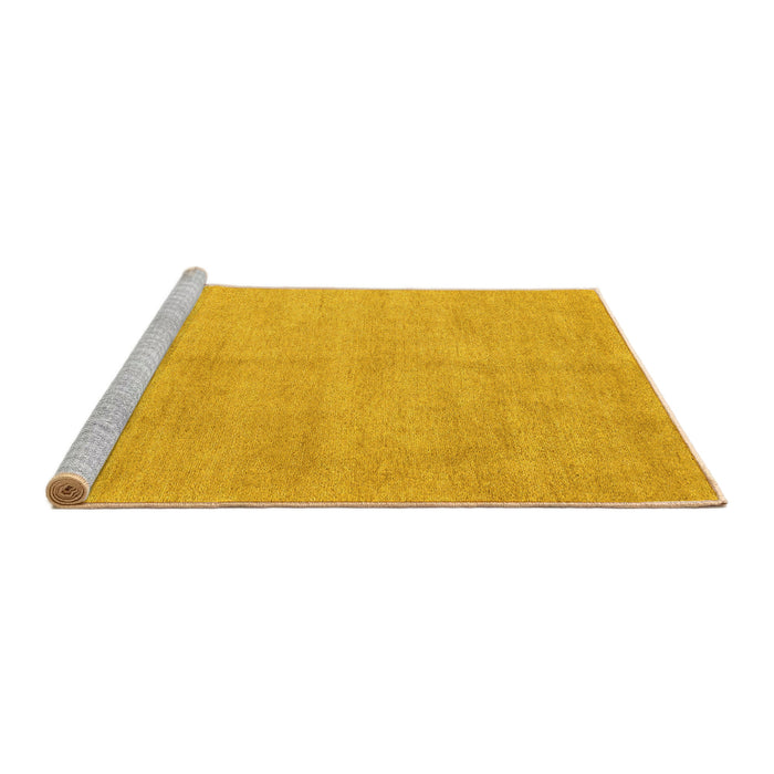 Sideview of Machine Washable Solid Yellow Modern Rug, wshabs4301yw