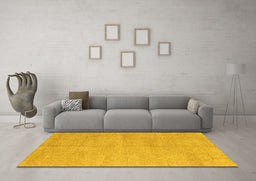 Machine Washable Solid Yellow Modern Rug in a Living Room, wshabs4301yw