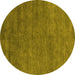 Round Abstract Yellow Modern Rug, abs4302yw