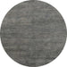 Round Machine Washable Abstract Gunmetal Gray Rug, wshabs4302