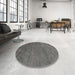 Round Machine Washable Abstract Gunmetal Gray Rug in a Office, wshabs4302