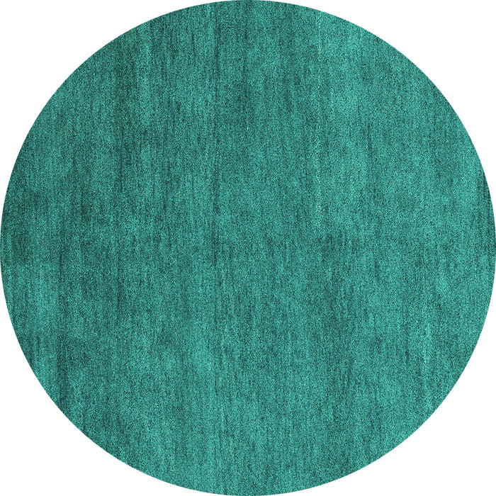 Round Machine Washable Abstract Turquoise Modern Area Rugs, wshabs4302turq