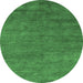 Round Abstract Emerald Green Modern Rug, abs4302emgrn