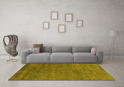 Machine Washable Abstract Yellow Modern Rug in a Living Room, wshabs4302yw