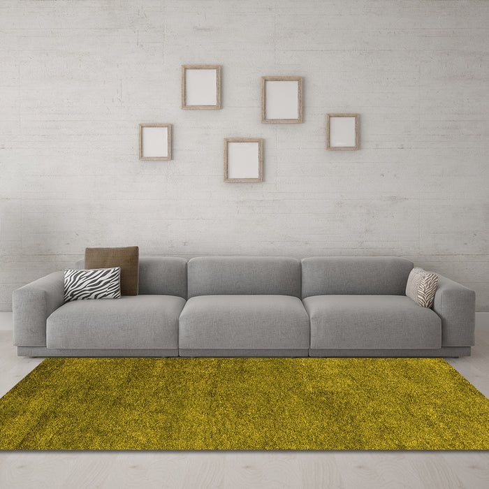 Machine Washable Abstract Yellow Modern Rug in a Living Room, wshabs4302yw