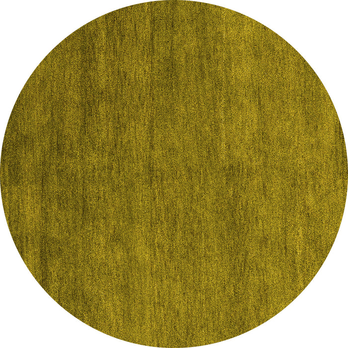 Round Machine Washable Abstract Yellow Modern Rug, wshabs4302yw