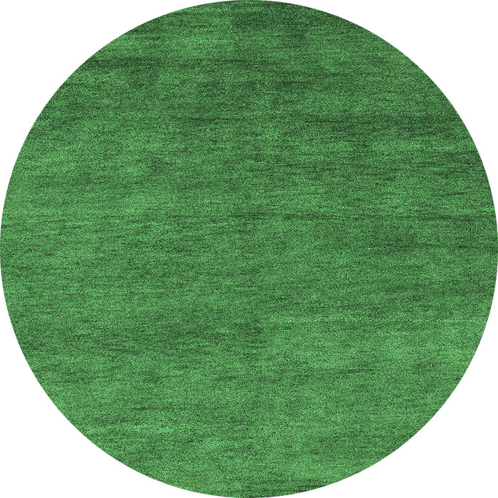 Round Machine Washable Abstract Emerald Green Modern Area Rugs, wshabs4302emgrn