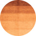 Round Machine Washable Abstract Orange Modern Area Rugs, wshabs4303org