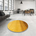 Round Abstract Deep Yellow Modern Rug in a Office, abs4303