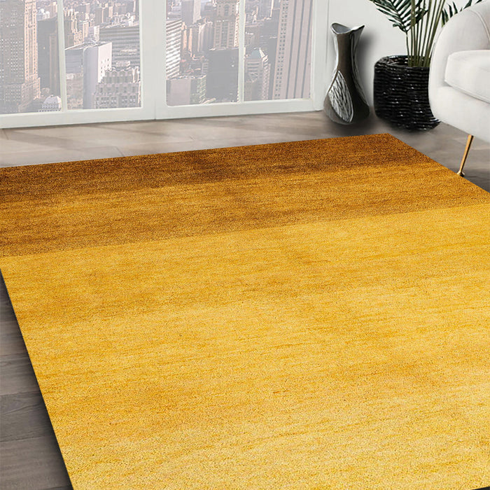 Abstract Deep Yellow Modern Rug in Family Room, abs4303