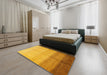 Abstract Deep Yellow Modern Rug in a Bedroom, abs4303