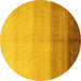 Round Abstract Yellow Modern Rug, abs4303yw