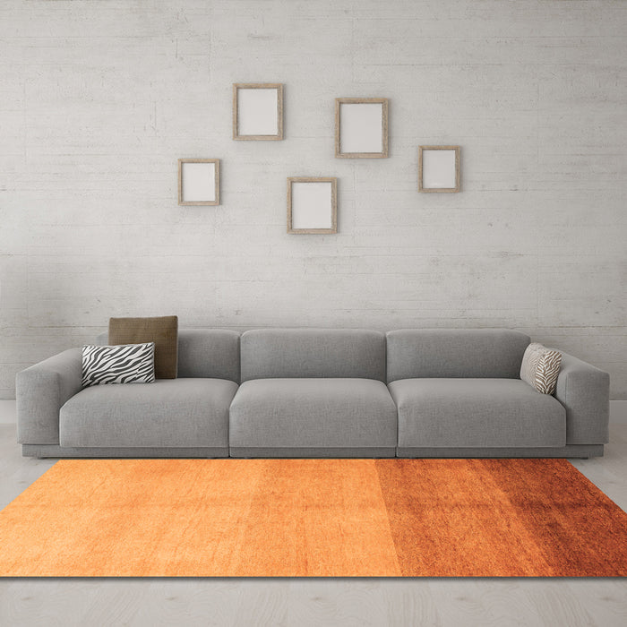 Machine Washable Abstract Orange Modern Area Rugs in a Living Room, wshabs4303org
