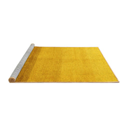 Sideview of Machine Washable Abstract Yellow Modern Rug, wshabs4303yw