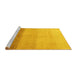 Sideview of Machine Washable Abstract Yellow Modern Rug, wshabs4303yw