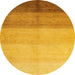 Round Abstract Deep Yellow Modern Rug, abs4303