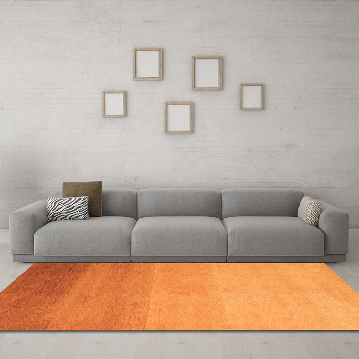 Machine Washable Abstract Orange Modern Area Rugs in a Living Room, wshabs4304org