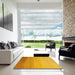 Square Abstract Deep Yellow Modern Rug in a Living Room, abs4304